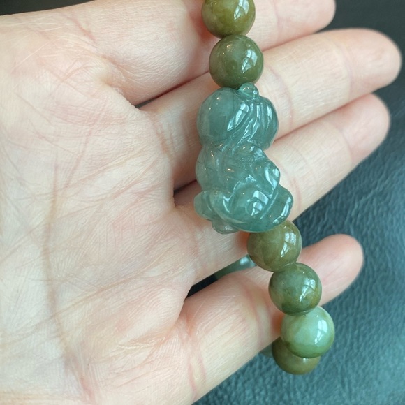 Natural Jade Lucky Pixiu Beaded Bead Adjustable Bracelet - Picture 5 of 8